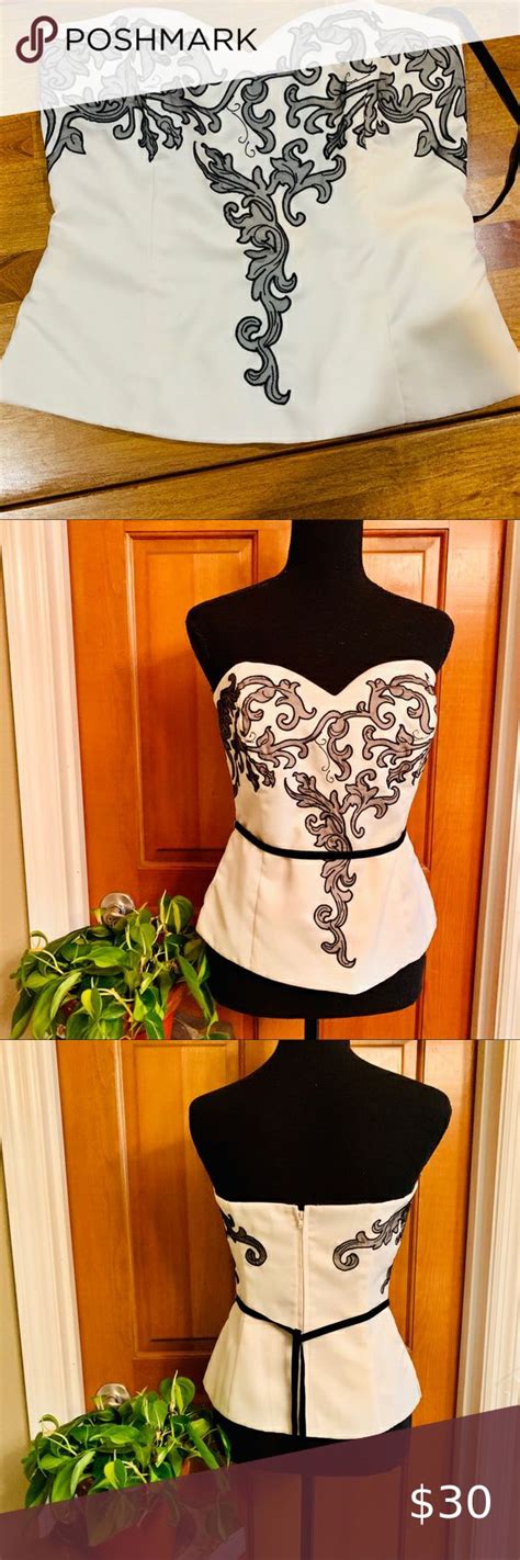 white house black market bustier metal embellishment|White House Black market embellished bustier top 2 .